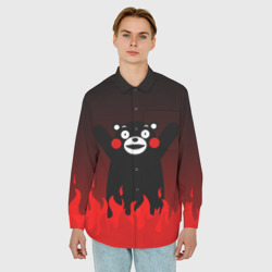 Мужская рубашка oversize 3D Kumamon горит - фото 2