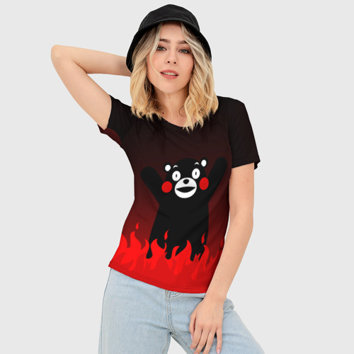 Женская футболка 3D Slim Kumamon горит, цвет 3D печать - фото 3