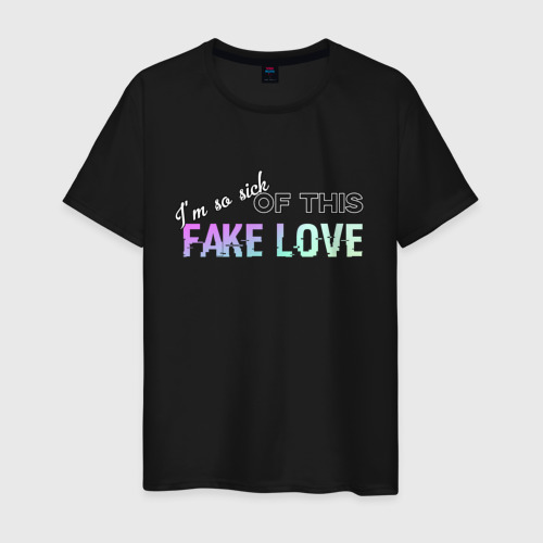 Мужская футболка хлопок FAKE LOVE BTS, цвет черный