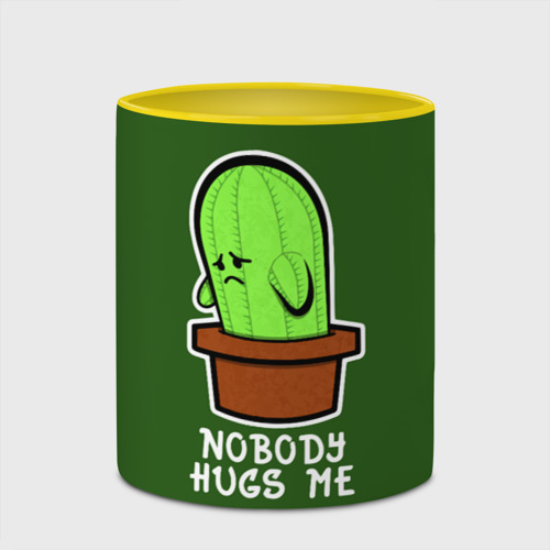 Кружка с полной запечаткой Nobody Hugs Me, цвет белый + желтый - фото 4