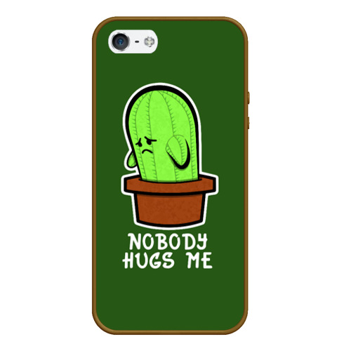 Чехол для iPhone 5/5S матовый Nobody Hugs Me, цвет коричневый