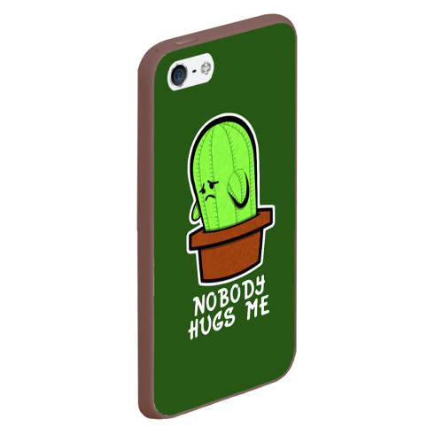 Чехол для iPhone 5/5S матовый Nobody Hugs Me, цвет коричневый - фото 3