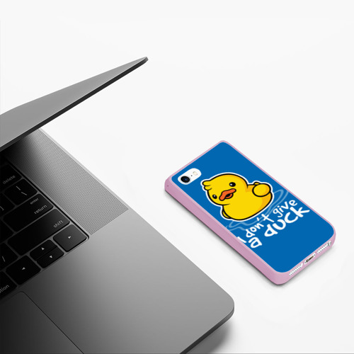 Чехол для iPhone 5/5S матовый I Don't Give a Duck, цвет розовый - фото 5