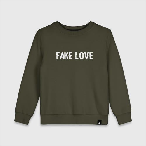 Детский свитшот хлопок FAKE LOVE, цвет хаки