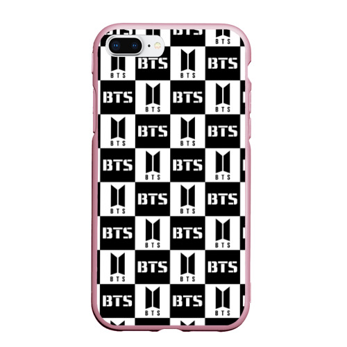 Чехол для iPhone 7Plus/8 Plus матовый BTS PATTERN, цвет розовый