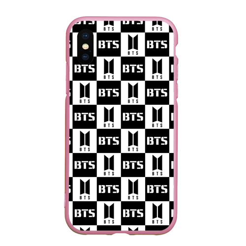 Чехол для iPhone XS Max матовый BTS PATTERN, цвет розовый