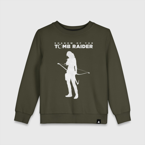 Детский свитшот хлопок Tomb Raider logo, цвет хаки