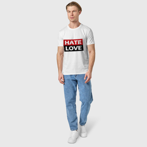 Мужская футболка хлопок Hate love, цвет белый - фото 5
