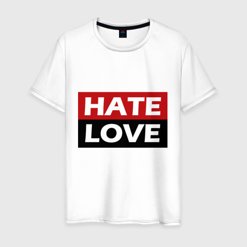 Мужская футболка хлопок Hate love, цвет белый