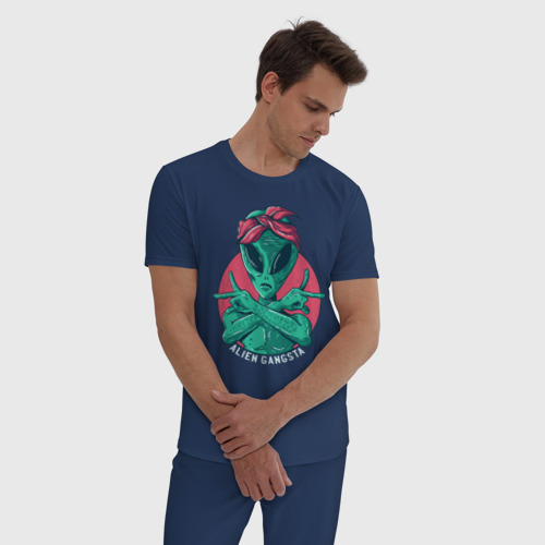 Мужская пижама хлопок Пришелец, цвет темно-синий - фото 3