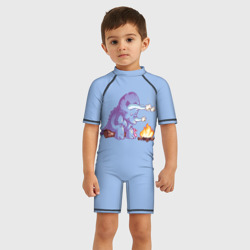 Детский купальный костюм 3D Трицератопс у Костра - фото 2