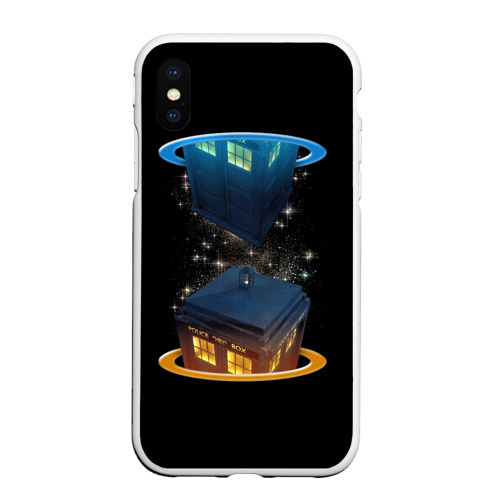 Чехол для iPhone XS Max матовый с принтом Тардис в Портале, вид спереди #2