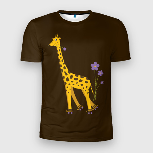 Мужская футболка 3D Slim Жираф на Роликах, цвет 3D печать