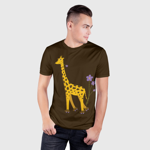 Мужская футболка 3D Slim Жираф на Роликах, цвет 3D печать - фото 3