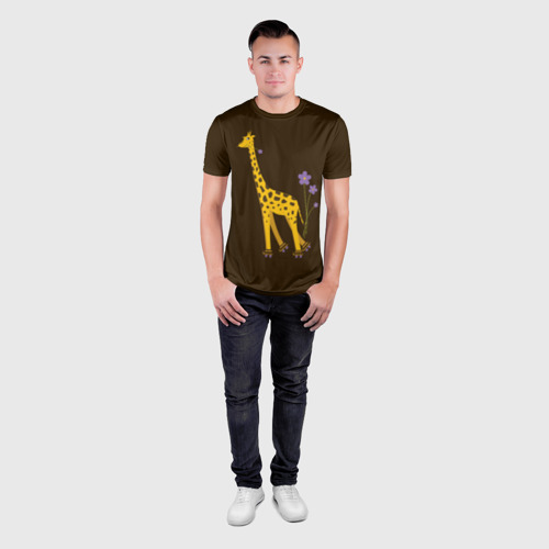 Мужская футболка 3D Slim Жираф на Роликах, цвет 3D печать - фото 4