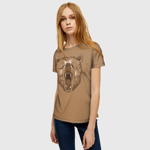 Женская футболка 3D Бурый Медведь, цвет 3D печать - фото 3