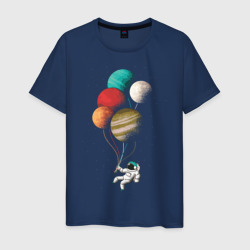 Мужская футболка хлопок Космонавт в космосе с планетам