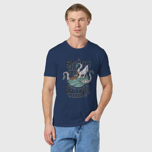 Мужская футболка хлопок Кракен, цвет темно-синий - фото 3