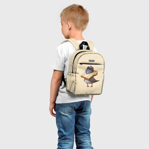 Детский рюкзак 3D с принтом Голубь и Хлебушек, фото на моделе #1
