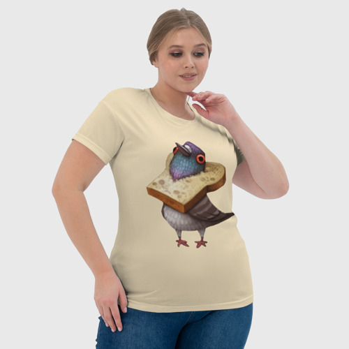 Женская футболка 3D с принтом Голубь и Хлебушек, фото #4