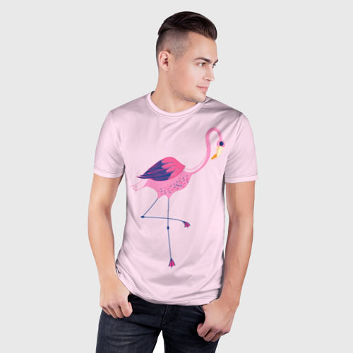 Мужская футболка 3D Slim Фламинго, цвет 3D печать - фото 3