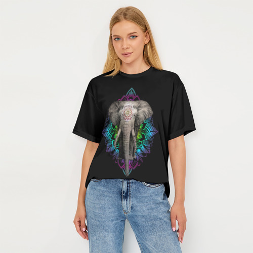 Женская футболка oversize 3D Индийский Слон, цвет 3D печать - фото 5