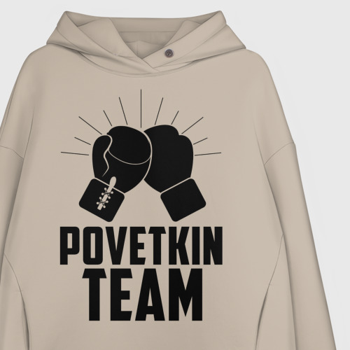 Женское худи Oversize хлопок Povetkin team, цвет миндальный - фото 3