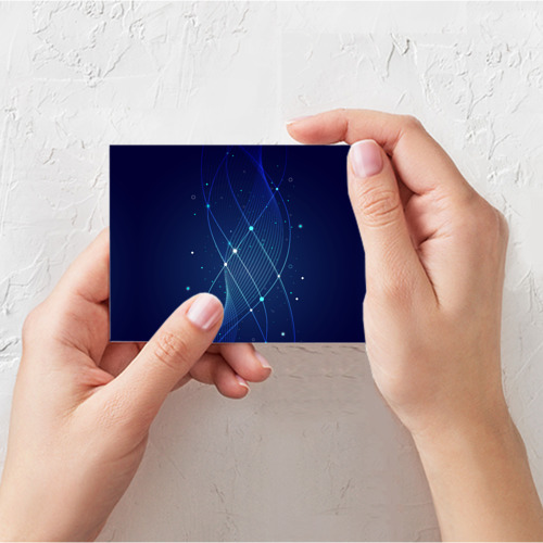 Поздравительная открытка Синяя спираль абстракция, цвет белый - фото 3