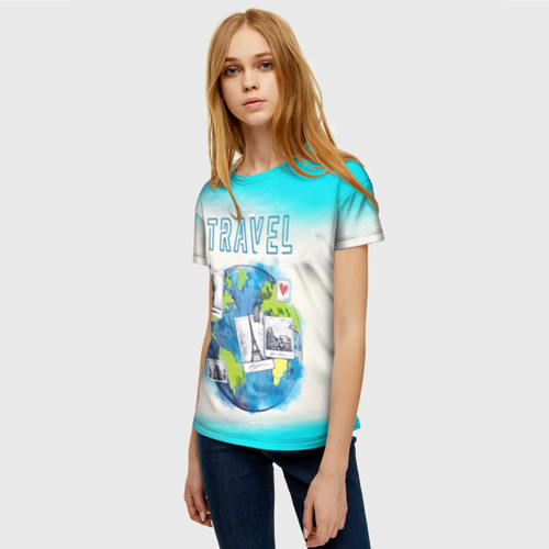 Женская футболка 3D Путешествуй!, цвет 3D печать - фото 3