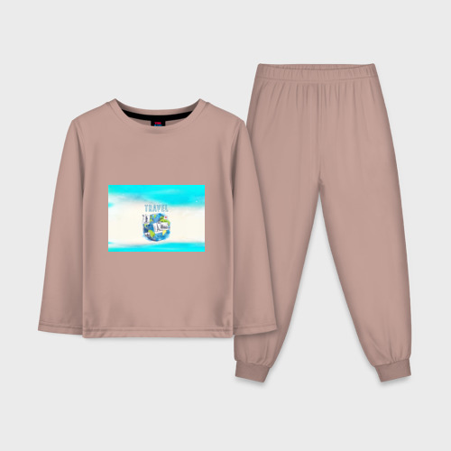 Детская пижама с лонгсливом хлопок Путешествуй!, цвет пыльно-розовый