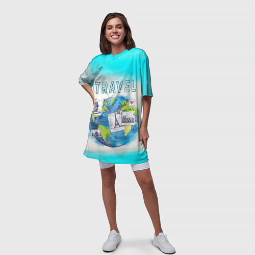 Платье-футболка 3D Путешествуй!, цвет 3D печать - фото 5