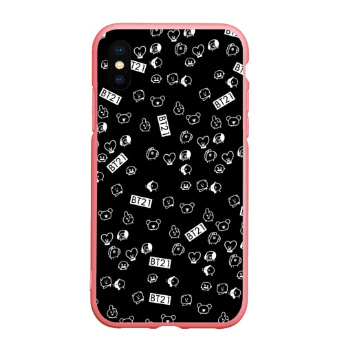 Чехол для iPhone XS Max матовый BTS BT21 stickers, цвет баблгам