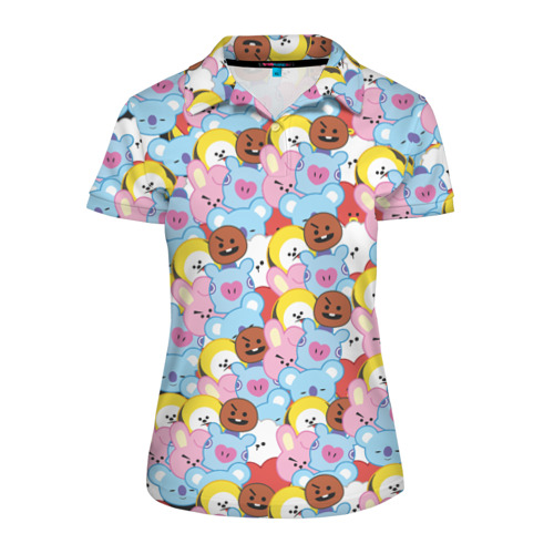 Женская рубашка поло 3D BTS BT21 STICKERS Фото 01 Женская рубашка поло 3D BTS BT21 STICKERS Фото 01