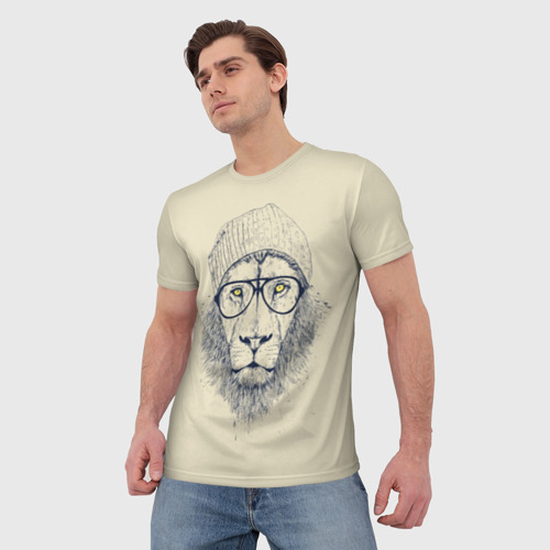 Мужская футболка 3D Мистер Лев, цвет 3D печать - фото 3