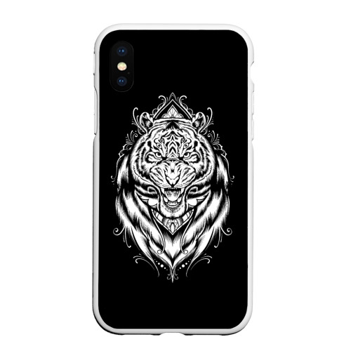 Чехол для iPhone XS Max матовый Dark Tiger, цвет белый