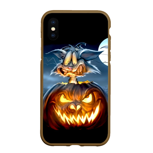 Чехол для iPhone XS Max матовый Halloween, цвет коричневый