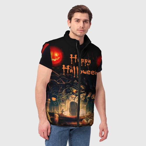 Мужской жилет утепленный 3D Halloween, цвет красный - фото 3