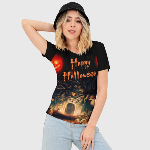 Женская футболка 3D Slim Halloween, цвет 3D печать - фото 3