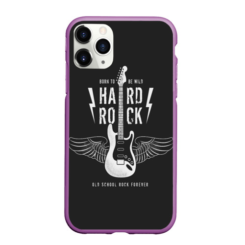 Чехол для iPhone 11 Pro Max матовый Hard rock гитара, цвет фиолетовый