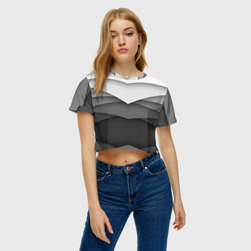 Женская футболка Crop-top 3D Бумажные полосы, цвет 3D печать - фото 3