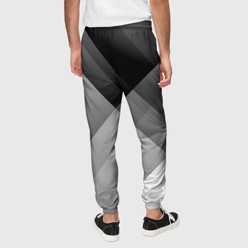 Мужские брюки 3D с принтом Геометрия (серый), вид сзади #2