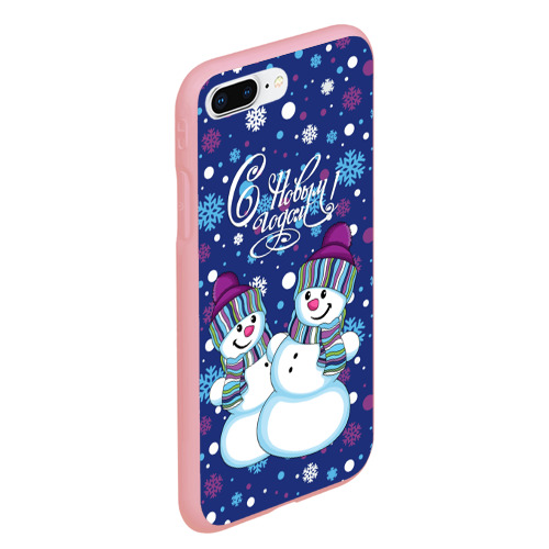 Чехол для iPhone 7Plus/8 Plus матовый Снеговики, цвет баблгам - фото 3
