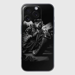 Чехол для iPhone 16 Pro Max силиконовый с защитой камеры Biker dog Пёс-байкер