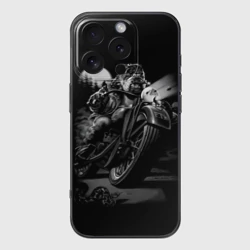 Чехол для iPhone 16 Pro силиконовый с защитой камеры Biker dog Пёс-байкер