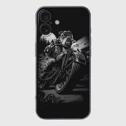 Чехол для iPhone 16 силиконовый с защитой камеры Biker dog Пёс-байкер