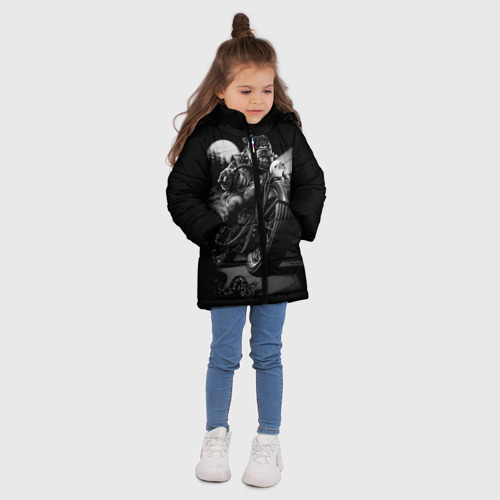 Зимняя куртка для девочек 3D Biker dog Пёс-байкер, цвет черный - фото 5