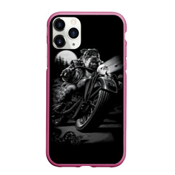 Чехол для iPhone 11 Pro Max матовый Biker dog Пёс-байкер