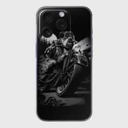 Чехол для iPhone 15 Pro силиконовый с защитой камеры Biker dog Пёс-байкер