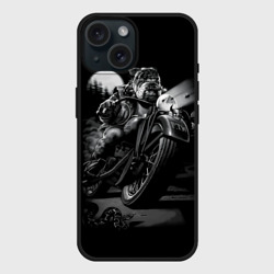 Чехол силиконовый для Apple iPhone 15 матовый Biker dog Пёс-байкер