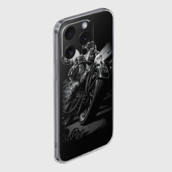 Чехол для iPhone 15 Pro силиконовый с защитой камеры Biker dog Пёс-байкер - фото 2